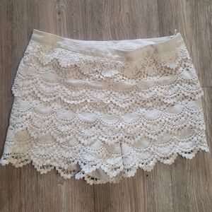 Ivory Crochet Lace Shorts Medium